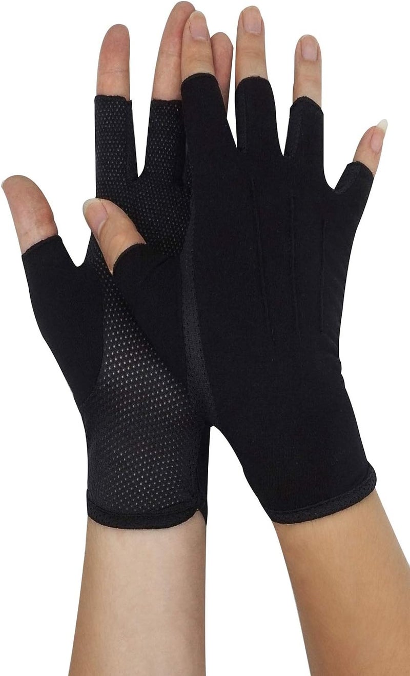 Bienvenu Men's Summer UV Protection Half Finger Gloves - Black - Image 2