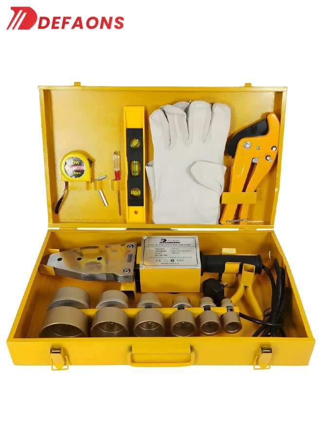 DEFAONS Plastic Pipe Welding Machine Set 20–63mm | 800W PPR PE PB Pipe Fusion Welder Kit | Adjustable Temperature 0–300°C | Heat Fusion Tool with Cutter, Gloves, Level, Tape & Carry Box - Image 1