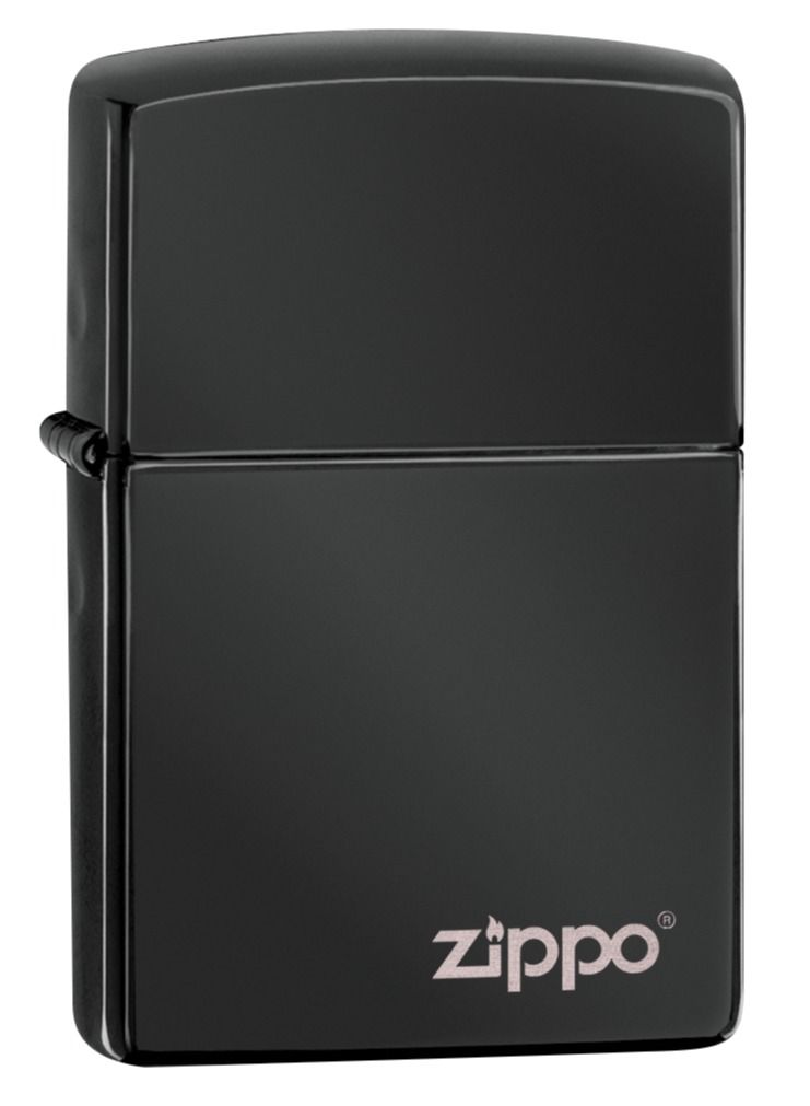 Zippo ولاعة Zippo 24756ZL 24756 كلاسيكية عالية اللمعان باللون الأسود مقاومة للرياح بشعار Zippo - Image 1