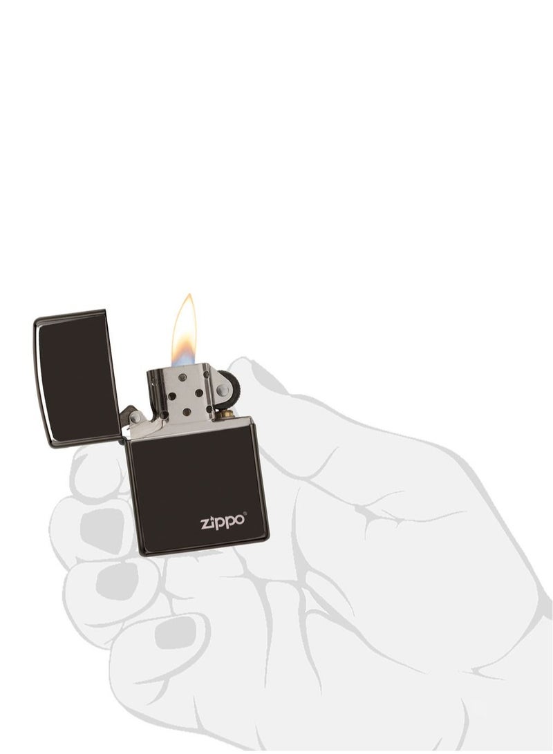 Zippo ولاعة Zippo 24756ZL 24756 كلاسيكية عالية اللمعان باللون الأسود مقاومة للرياح بشعار Zippo - Image 5