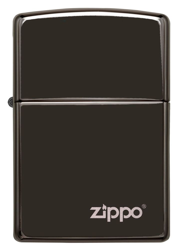 Zippo ولاعة Zippo 24756ZL 24756 كلاسيكية عالية اللمعان باللون الأسود مقاومة للرياح بشعار Zippo - Image 2