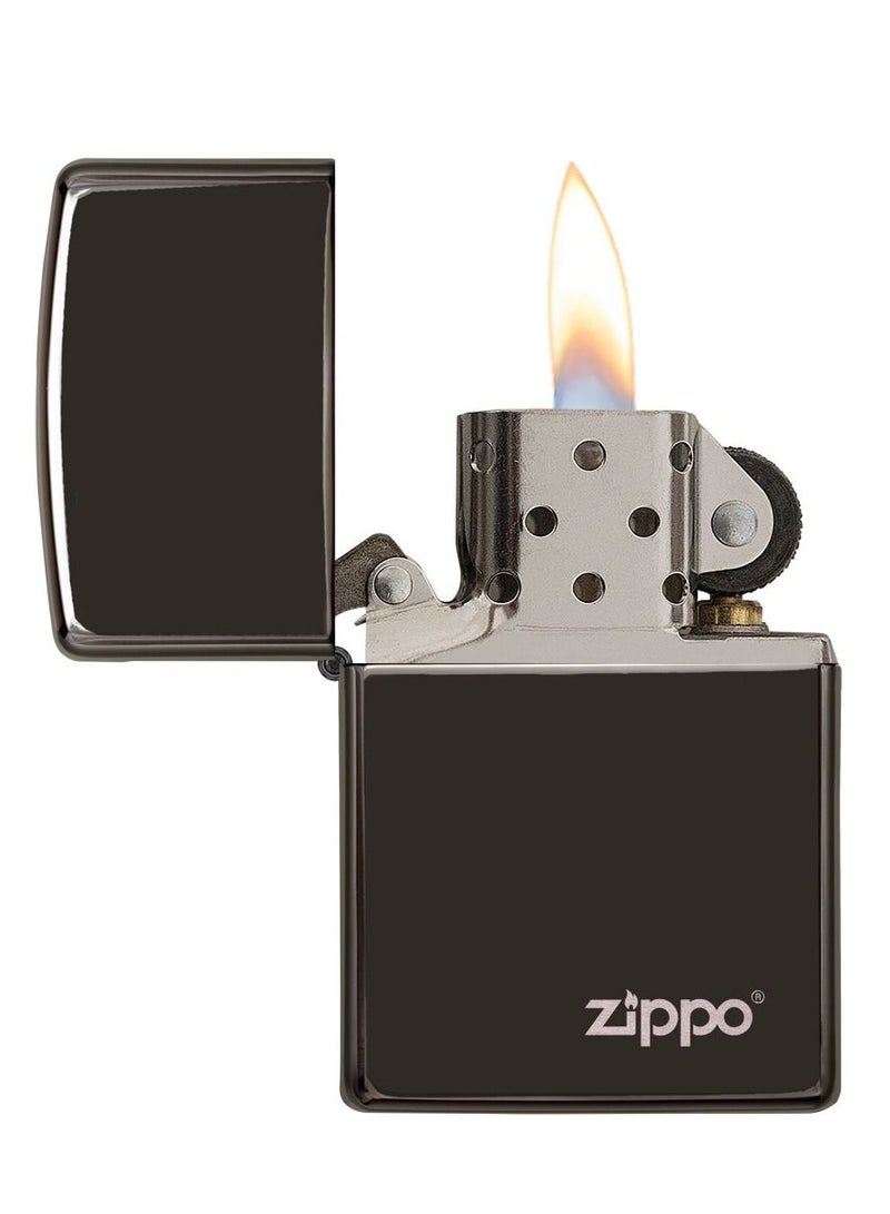 Zippo ولاعة Zippo 24756ZL 24756 كلاسيكية عالية اللمعان باللون الأسود مقاومة للرياح بشعار Zippo - Image 3