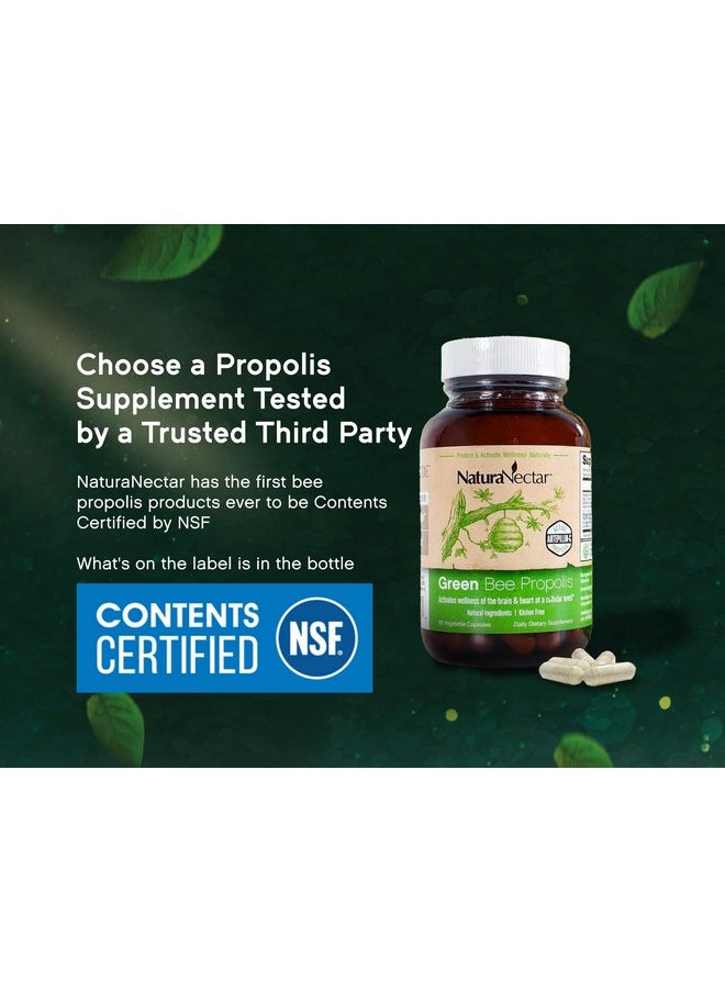 ناتشورا نكتار - NaturaNectar Green Bee Propolis | معتمد من NSF Contents | بروبوليس برازيلي ممتاز | Care Relief | تربية النحل الأخلاقية ومصادر طبيعية | 60 كبسولة - Image 1