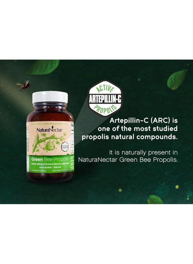 ناتشورا نكتار - NaturaNectar Green Bee Propolis | معتمد من NSF Contents | بروبوليس برازيلي ممتاز | Care Relief | تربية النحل الأخلاقية ومصادر طبيعية | 60 كبسولة - Image 1