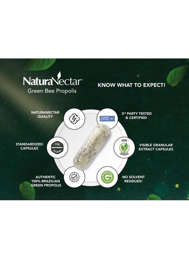ناتشورا نكتار - NaturaNectar Green Bee Propolis | معتمد من NSF Contents | بروبوليس برازيلي ممتاز | Care Relief | تربية النحل الأخلاقية ومصادر طبيعية | 60 كبسولة - Image 1