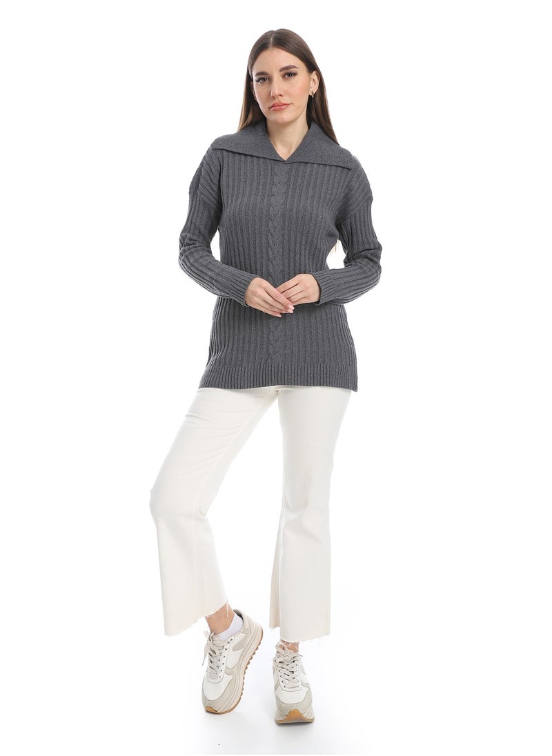 Caesar - women wool plain pullover with collar and multidesign - Image 1