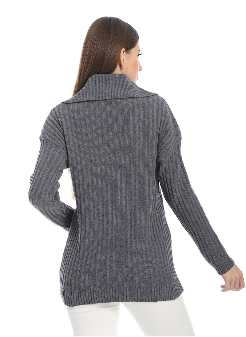 Caesar - women wool plain pullover with collar and multidesign - Image 1