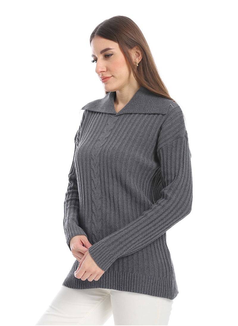 Caesar - women wool plain pullover with collar and multidesign - Image 1
