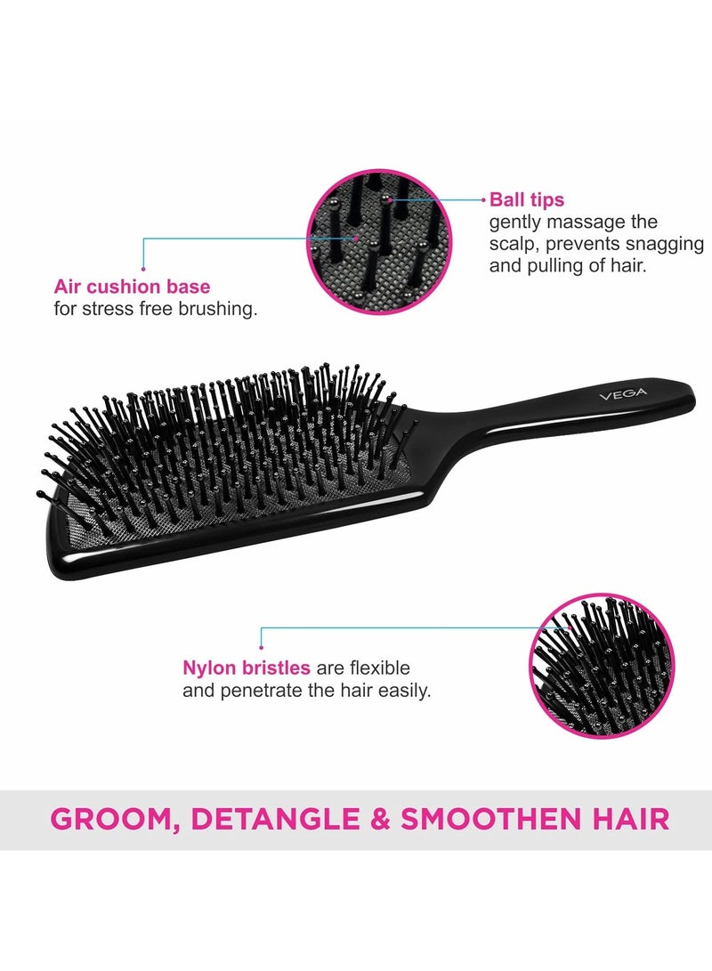 Vega Premium Collection Mini Paddle Hair Brush (India's No.1 Hair Brush Brand) For Men & Women Black (8586 M) - Image 3