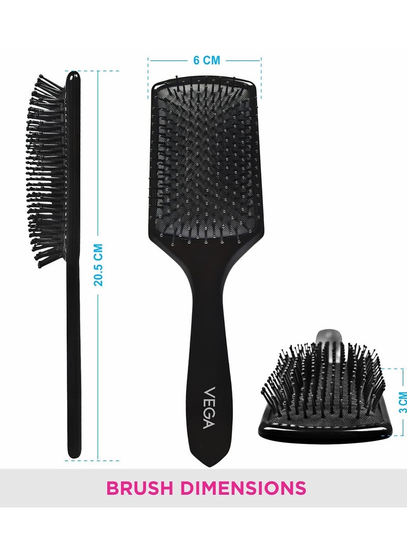 Vega Premium Collection Mini Paddle Hair Brush (India's No.1 Hair Brush Brand) For Men & Women Black (8586 M) - Image 2