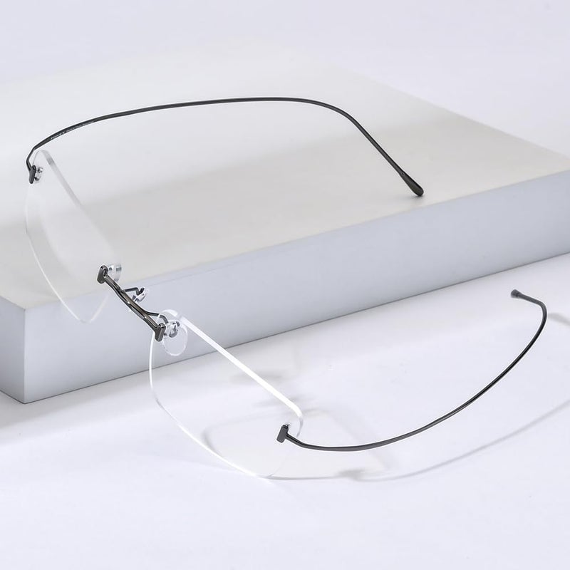 FONEX Titanium Glasses Frame,Rimless Frameless Optical Eyewear Eyeglasses for Men and Women F85634 - Image 2