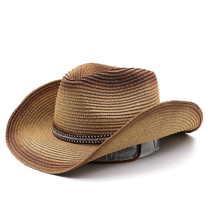 Holiberty Mens Straw Cowgirl Cowboy Hat Women Floppy Packable Wide Brim Sun Hat UPF50 Western Panama Travel Beach Cap Fedora Bucket Hat Khaki - Image 1