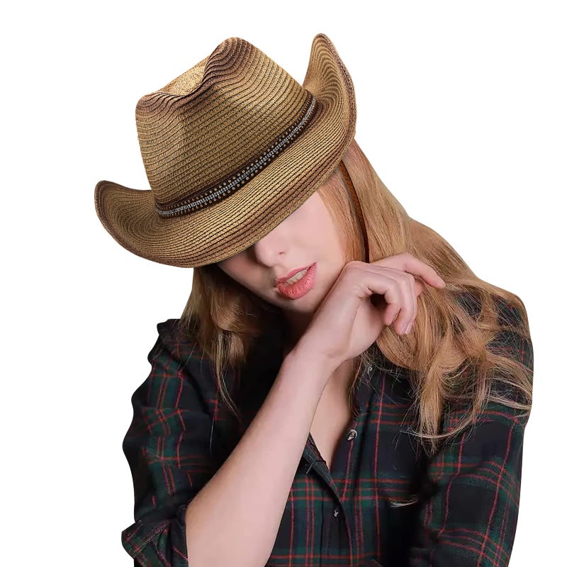 Holiberty Mens Straw Cowgirl Cowboy Hat Women Floppy Packable Wide Brim Sun Hat UPF50 Western Panama Travel Beach Cap Fedora Bucket Hat Khaki - Image 3