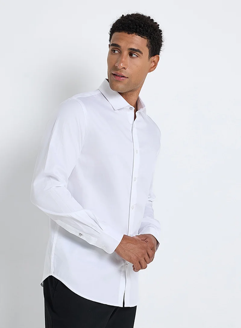بين شيرمان Solid Cotton Long Sleeve Shirt