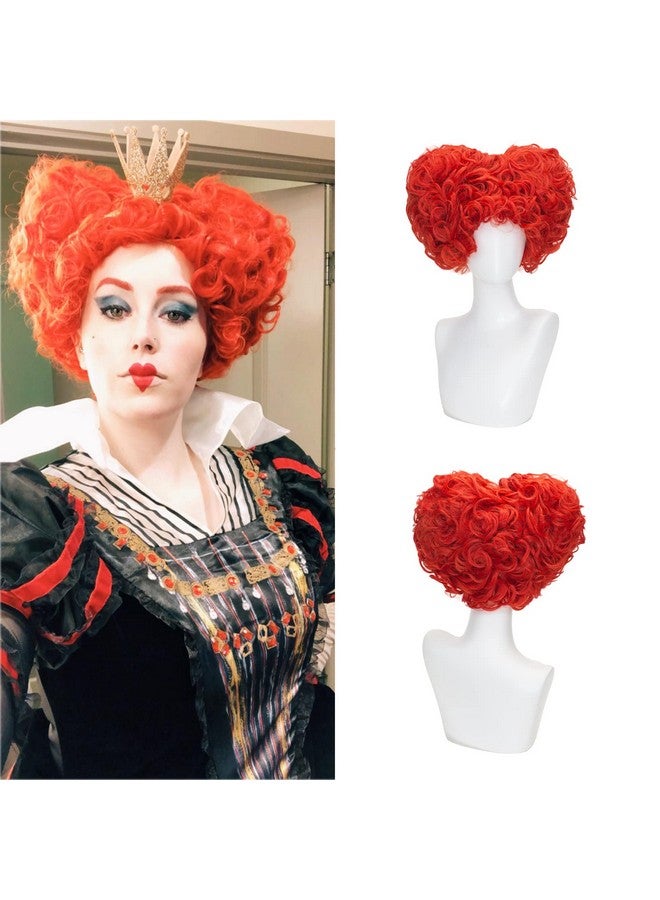 TSNOMORE Short Curly Red Heart Wig with 2 Buns Red Queen of Heart Cosplay Wig Halloween Costume Party Sanderson Wig - Image 1