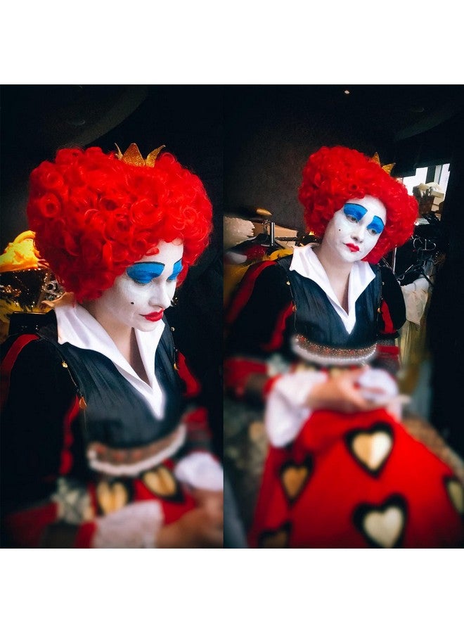 TSNOMORE Short Curly Red Heart Wig with 2 Buns Red Queen of Heart Cosplay Wig Halloween Costume Party Sanderson Wig - Image 2