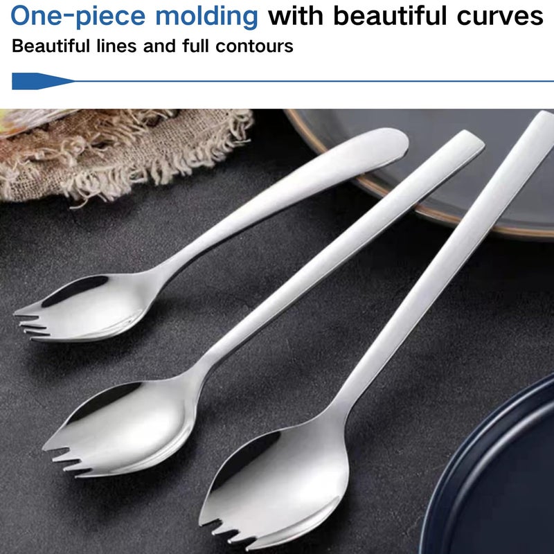 Wektunaa 4-Pack Stainless Steel Sporks For Everyday Use Camping Hiking Heavy Duty Flatware Set 8.2-Inch 7.6-Inch 5.9-Inch (8.2 Inch) - Image 4