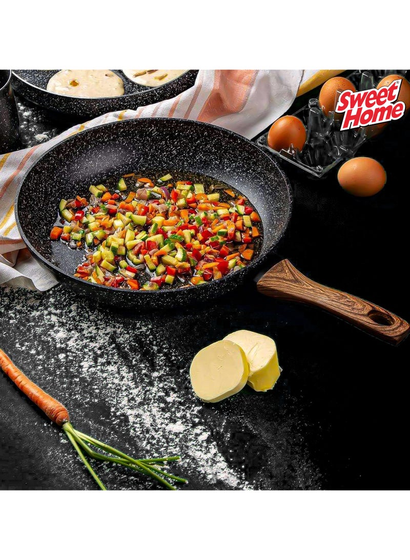 Sweet Home Frying Pan with Durable Marble Coating Induction Safe Non-Stick Frying/Saute Pan PFOA Free Induction & Gas Fry Pan Non Stick Frying Pan (22cm) - Image 5