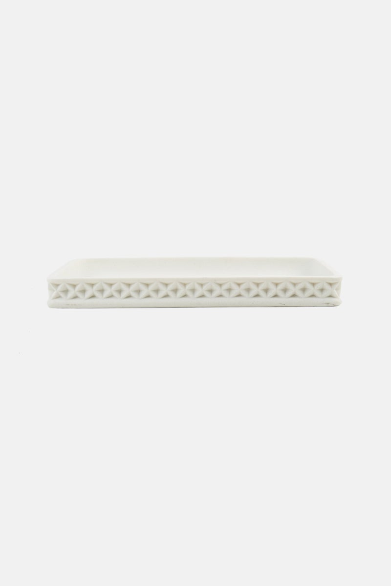 AMG Ceramic Waffle Weaves Trays, White  - Image 1