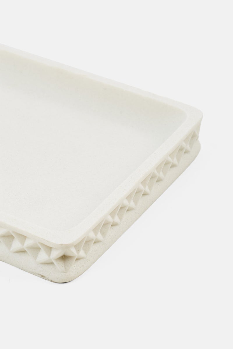 AMG Ceramic Waffle Weaves Trays, White  - Image 3
