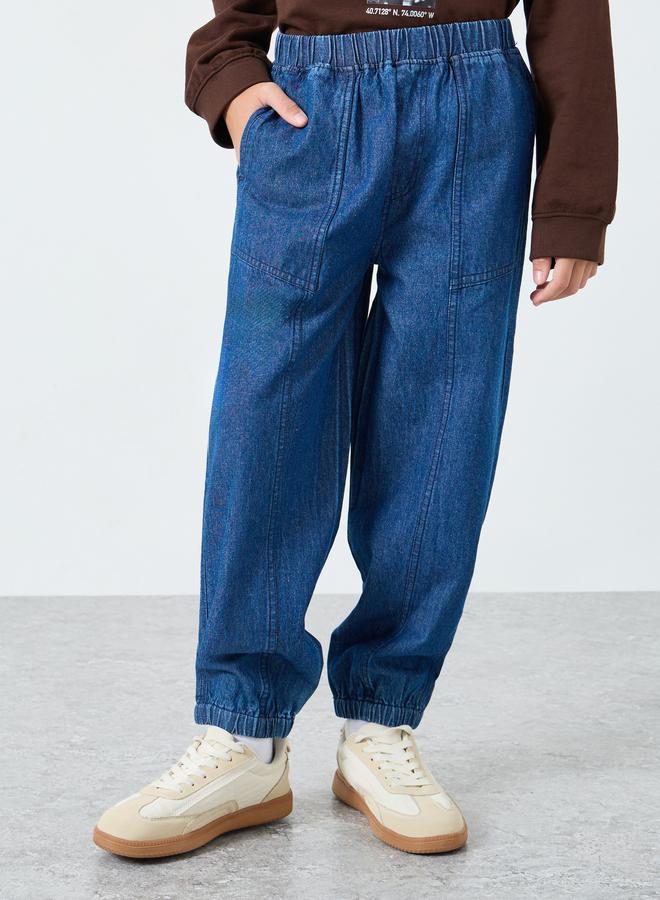 Styli Teens Blue Paneled Jeans with Pockets - Image 1