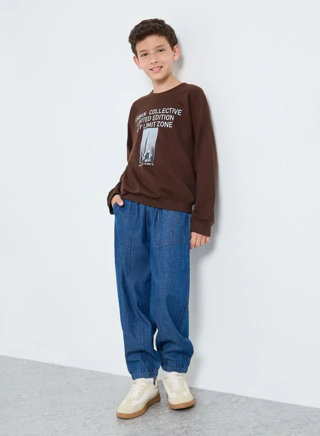 Styli Teens Blue Paneled Jeans with Pockets