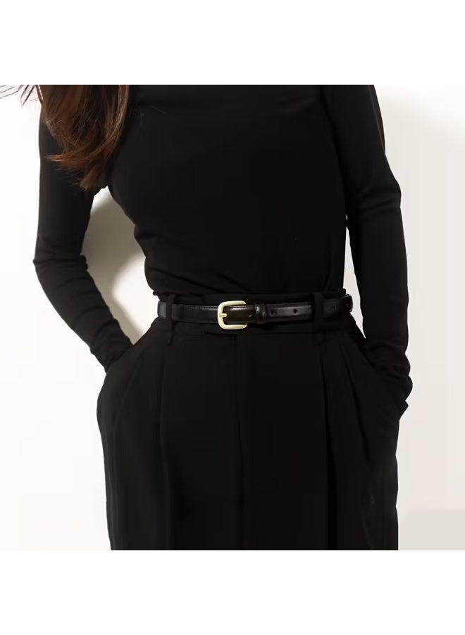 Goolsky 1pc Vintage Style Women'S Belt, Casual Solid Color Faux Leather with Golden-Tone Buckle, Versatile Accessory for Evening Dates, Parties, and Everyday Wear（ L ) - Image 2