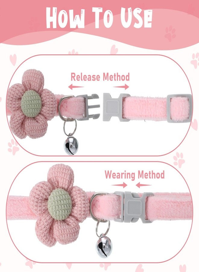 Xosjska 2 Pack Small Floral Dog Collar with Bell, Puppy Collar with Bell and Flower Adjustable Dog Collars Soft Safety Pet Collars with Safety Buckle for Boy Girl Dogs, Pink, Yellow - Image 5