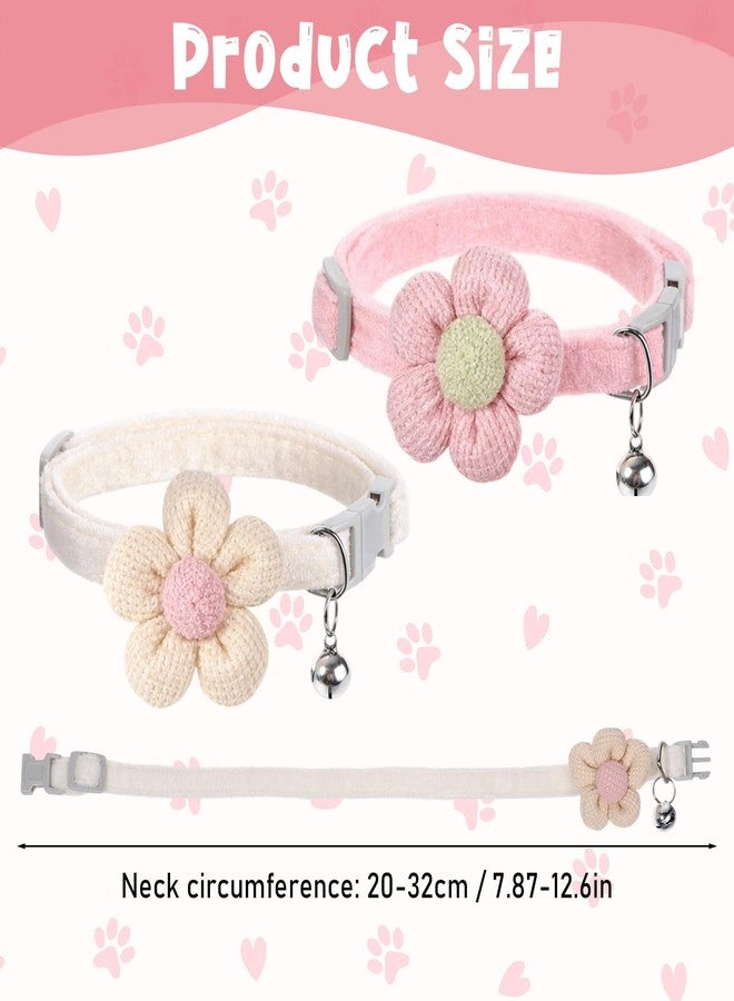 Xosjska 2 Pack Small Floral Dog Collar with Bell, Puppy Collar with Bell and Flower Adjustable Dog Collars Soft Safety Pet Collars with Safety Buckle for Boy Girl Dogs, Pink, Yellow - Image 4