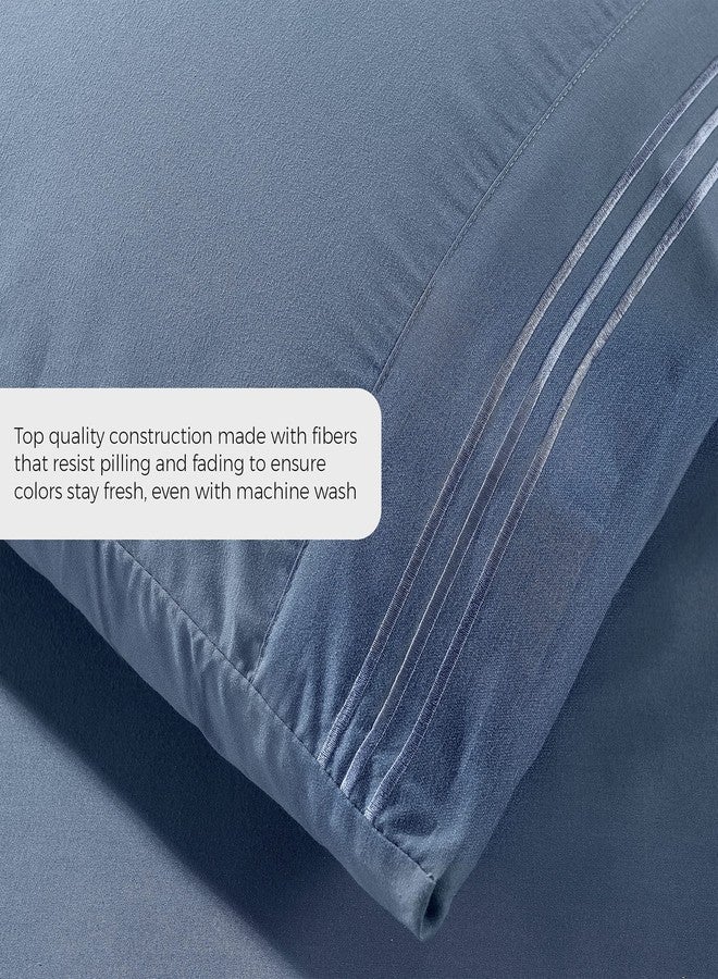 Pure Bedding Pillow Cases Queen [2-Pack, Ash Blue] - Hotel Luxury Pillow Case - Sateen Weave, Premium Microfiber - Soft and Breathable Pillowcases - Image 4