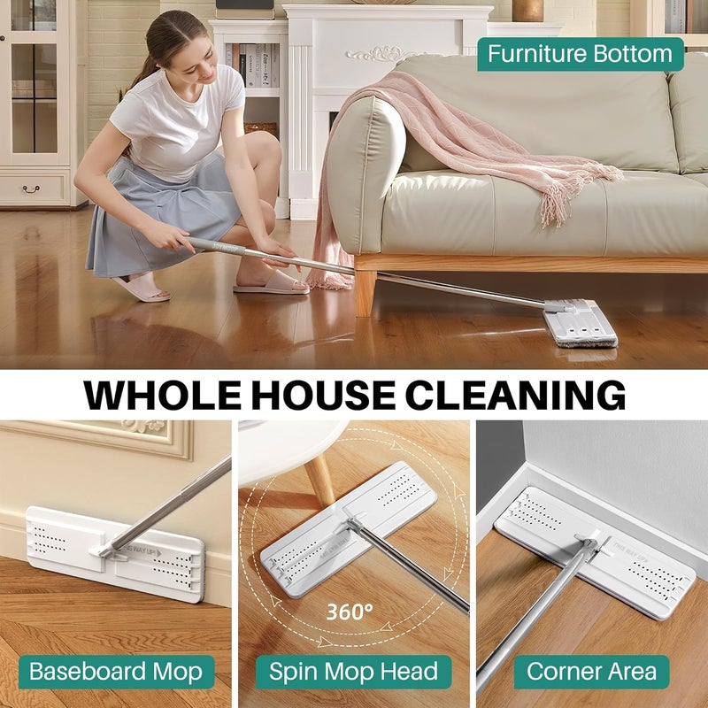 JOYMOOP Mop and Bucket with Wringer Set, Hands Free Flat Floor Mop and Bucket, with 8 Washable Microfiber Pads, Wet and Dry Use, Floor Cleaning System - Image 5