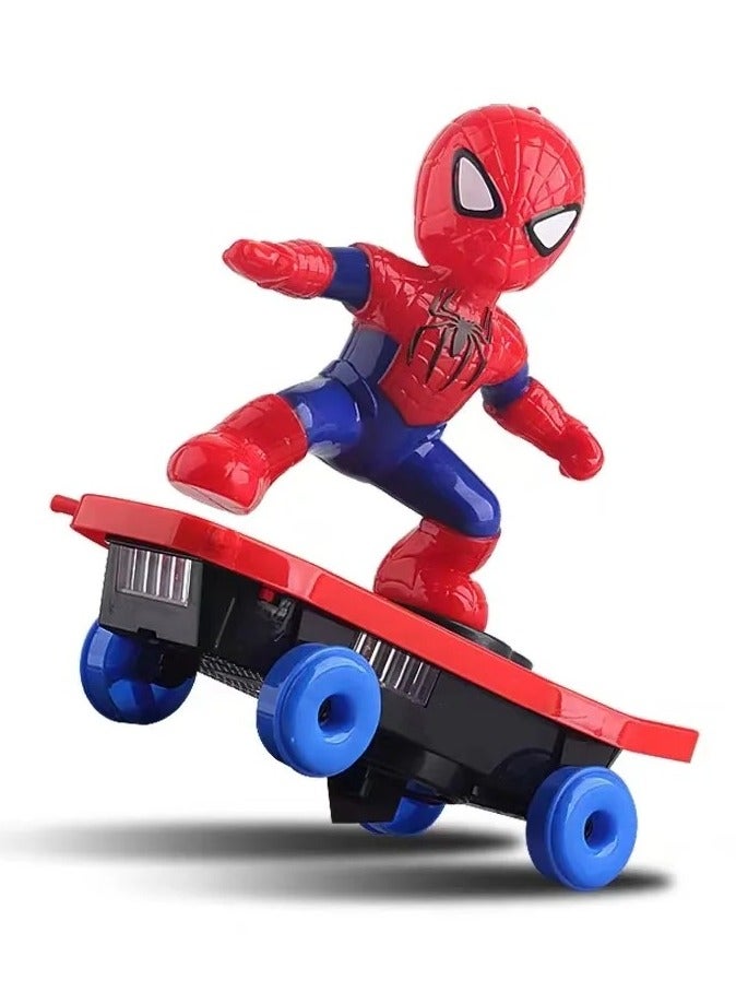 Toy Box 360 Degree Rotate Music Tumbler Spiderman Toy for Kids Spiderman Stunt Scooter with Colorful Light  - Image 1
