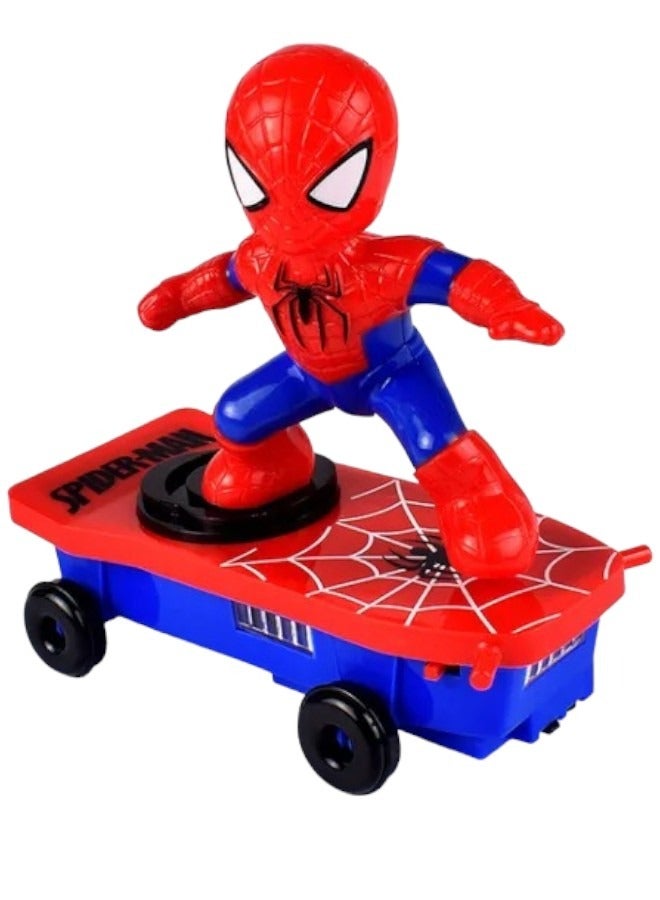 Toy Box 360 Degree Rotate Music Tumbler Spiderman Toy for Kids Spiderman Stunt Scooter with Colorful Light  - Image 2