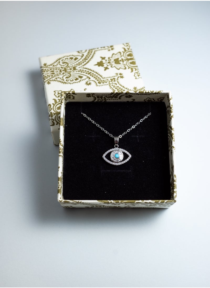Generic - Stunning Evil Eye Pendant Necklace for ladies - Platinum Plated with Emerald Green Center and Cubic Zirconia - Image 1