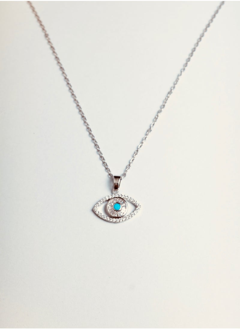 Generic - Stunning Evil Eye Pendant Necklace for ladies - Platinum Plated with Emerald Green Center and Cubic Zirconia - Image 1