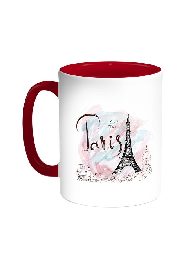 RYN Romantic - Eiffel Tower Printed Coffee Mug Red/White 11ounce