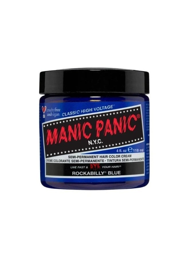 مانيك بانيك كريم صبغة الشعر شبه الدائمة "مانيك بانيك كلاسيك هاي فولتج" (Manic Panic Classic High Voltage) - لون "روكابيلي بلو" (Rockabilly Blue) - 118 مل - Image 1