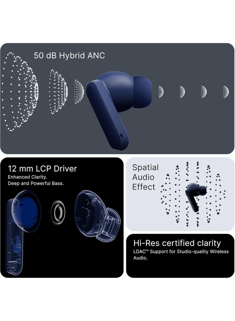 CMF Buds 2 Plus 2025 New Wireless Earbuds Adaptive Noise Cancelling, Hi-Res Audio Bluetooth Headphones, 12mm Drivers for Deep Bass, 50dB ANC 61.5H Playtime, Sport Ear Buds with 6 Mics, Blue - Image 3