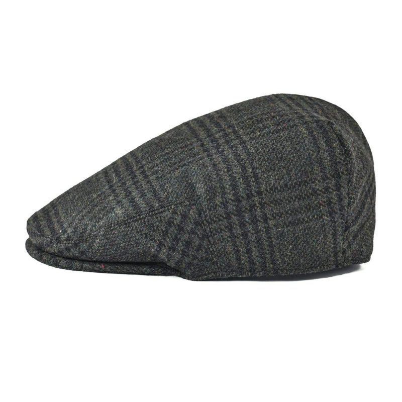 FEINION Men's Wool Tweed Newsboy Ivy Cap Gatsby Golf Flat Hat (Plaid Green, 7 1/2) - Image 2