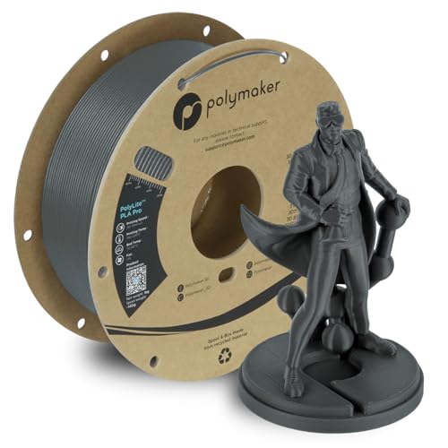 Polymaker PLA PRO Filament 1.75mm 1kg, Tough & High Rigidity Dark Grey 3D Printing Filament, PolyLite PLA PRO 3D Printer Filament 1.75mm, Print with Most 3D Printers - Image 1