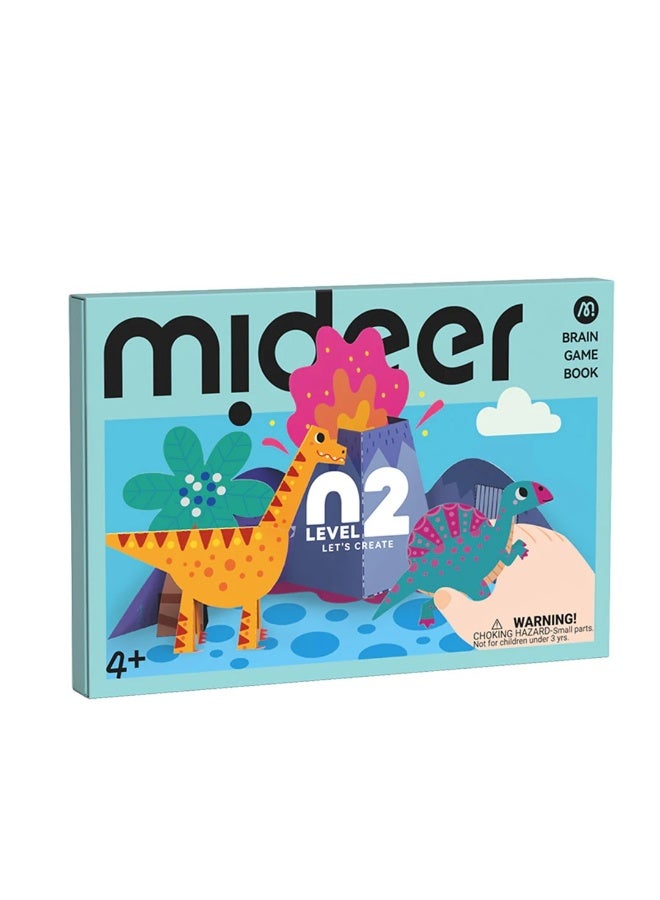 MiDeer كتاب ألعاب العقل ميدير لنخلق المستوى 2 – كتاب نشاط حرفي إبداعي للأطفال من عمر 4 سنوات فما فوق، كتاب عمل فني وحرفي تعليمي مع مشاريع طي، قطع، لصق وتلوين، لعبة تعليمية لتطوير المهارات - Image 2