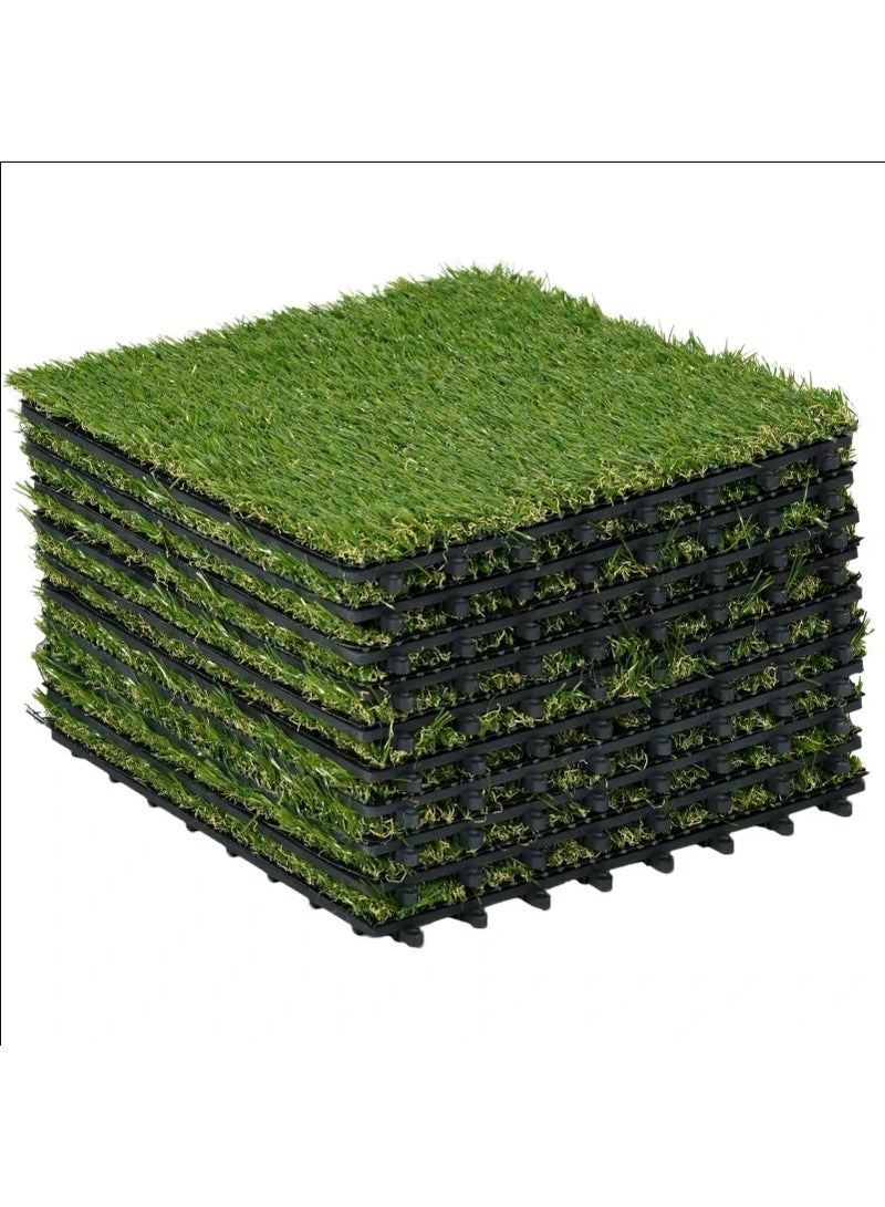 LINGWEI 10PCS Artificial Grass Turf Tiles 30x30cm Interlocking, Fake Grass Tiles Self-draining - Image 2