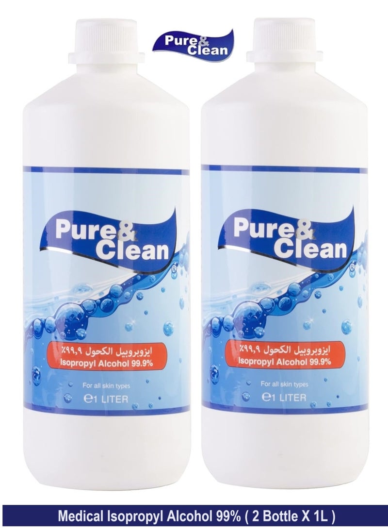 Pure & Clean 2 Pack of Pure & Clean Original Medical Isopropyl Alcohol 99.9% 1L (ISO)  - Image 1