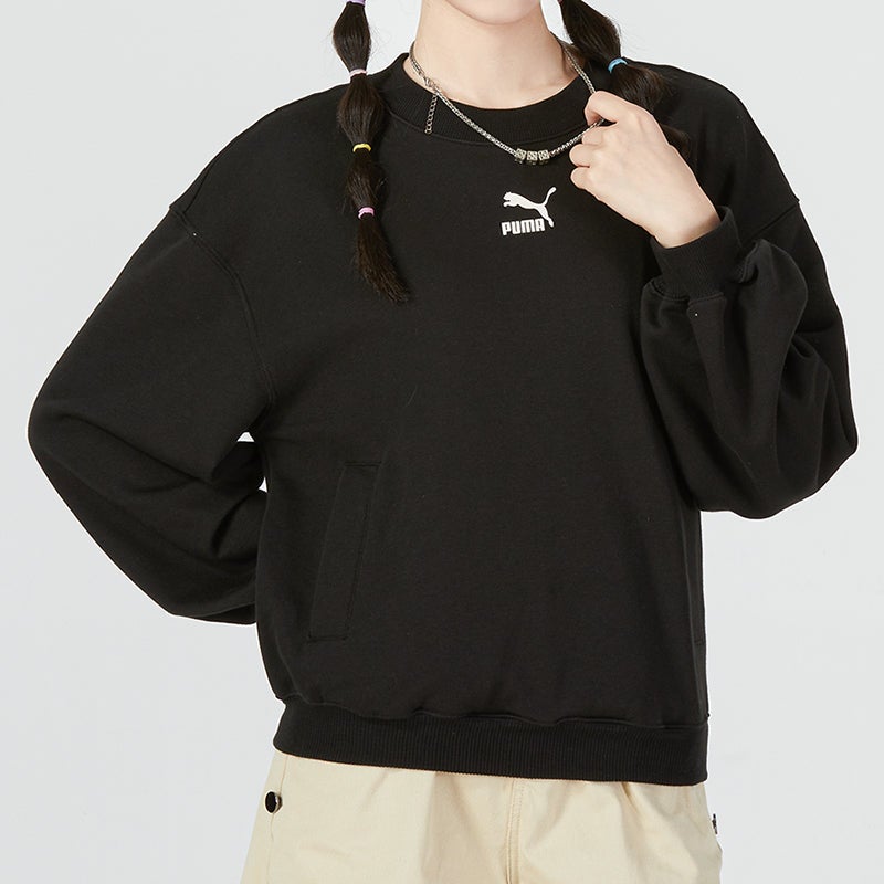 PUMA (WMNS) PUMA Graphic Sweatshirt 'Black' - Image 2