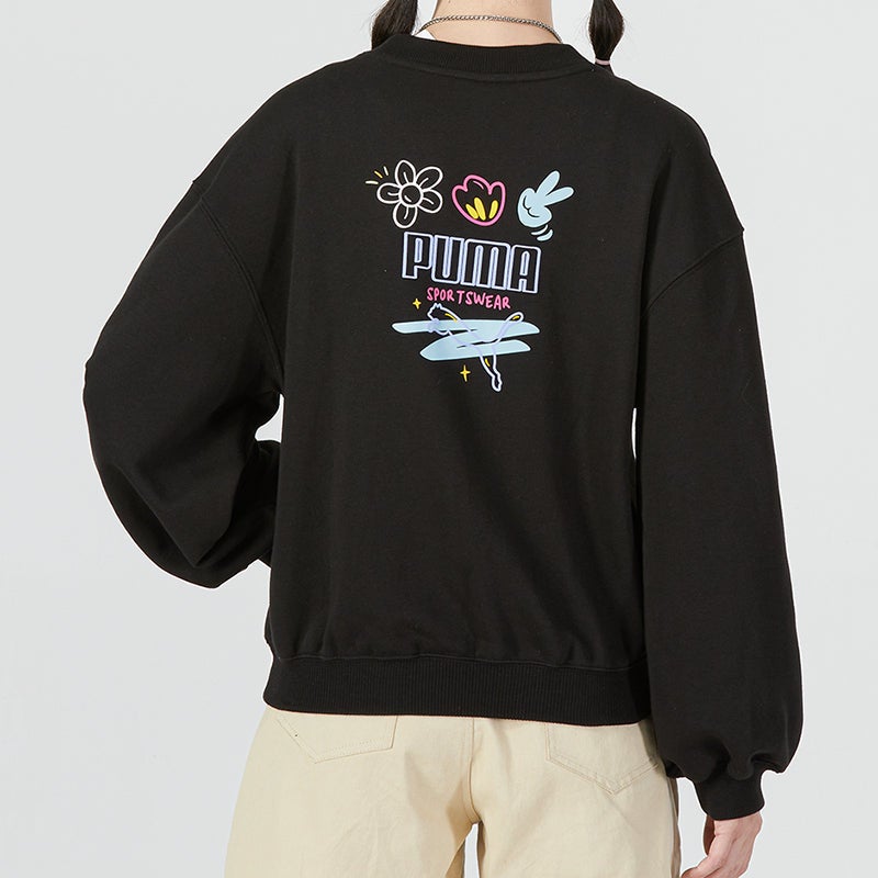 PUMA (WMNS) PUMA Graphic Sweatshirt 'Black' - Image 3