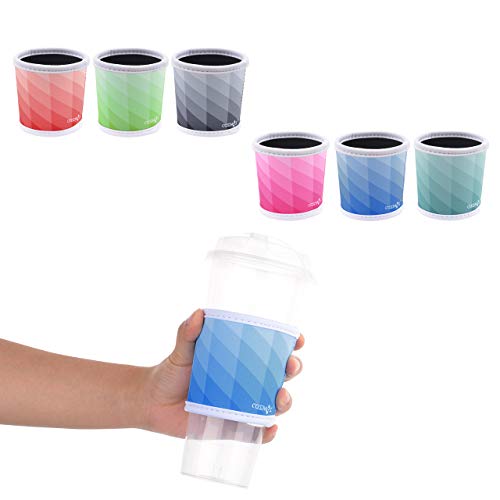 CM Reusable Coffee Mug Sleeve Cover Coffee Cup Sleeve Cover Heat Resistant Neoprene Insulator Sleeve for Coffee Tea Hot Cold Beverage (Lattic Patterns (6 Pcs)) - Image 4