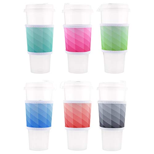 CM Reusable Coffee Mug Sleeve Cover Coffee Cup Sleeve Cover Heat Resistant Neoprene Insulator Sleeve for Coffee Tea Hot Cold Beverage (Lattic Patterns (6 Pcs)) - Image 2