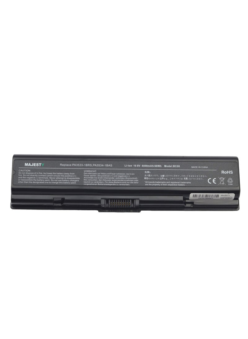 Majesty PA3534U Laptop battery compitable with Toshiba Satellite A200 A205 A210 A215 A300 A305 A355 A500 A505 L300 L305 L455 L500 L505 L555 M200 M205  - Image 2
