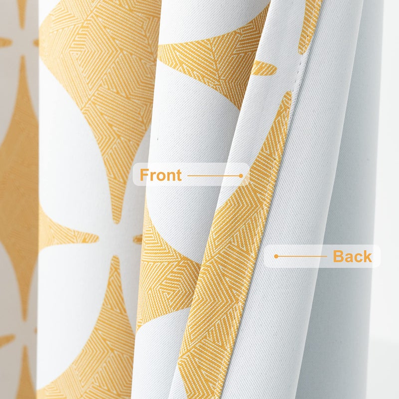 DriftAway Amelia Thermal Blackout Room Darkening Grommet Window Curtains Retro Geo Pattern Round Circle Star Print Set of 2 Panels Each 52 Inch by 84 Inch Yellow - Image 5