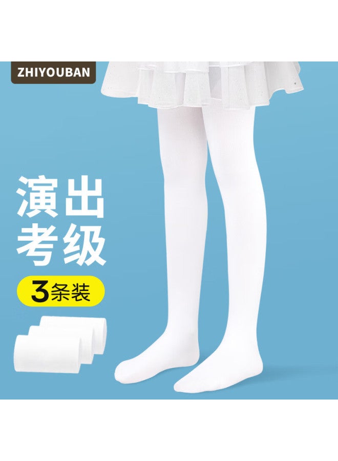 Zhiyouban Children's Dance Tights Girls Professional Dance Pantyhose Spring Autumn Thin White Stockings Practice Leggings
